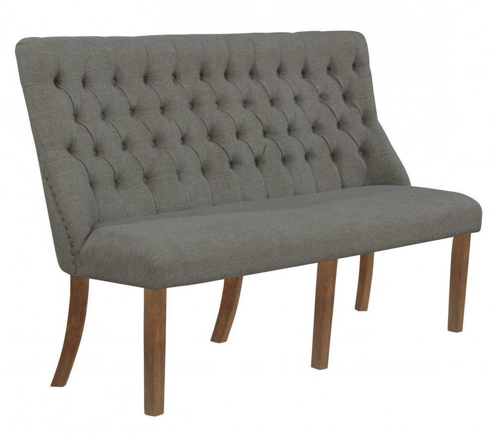 Anelie Gray Linen/Wood Dining Bench