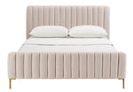 Angela Contemporary Blush Velvet Full Platform Bed