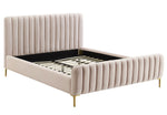 Angela Contemporary Blush Velvet Full Platform Bed