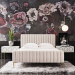 Angela Contemporary Blush Velvet Full Platform Bed