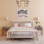 Angela Contemporary Blush Velvet Full Platform Bed