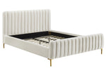 Angela Contemporary Cream Velvet Full Platform Bed