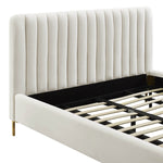 Angela Contemporary Cream Velvet Full Platform Bed