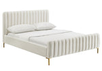 Angela Contemporary Cream Velvet Full Platform Bed