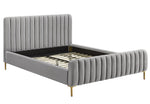 Angela Contemporary Grey Velvet Full Platform Bed