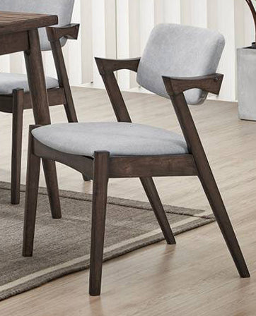 Anise 2 Light Grey Fabric/Brown Wood Side Chairs