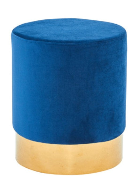 Anka Blue Velvet Accent Ottoman