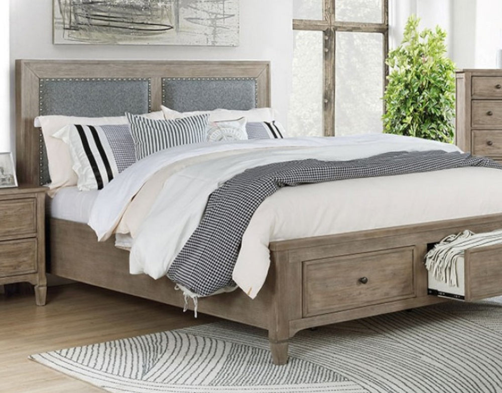 Anneke Wire-Brushed Warm Gray Cal King Bed