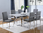 Annika 2 Grey Fabric/Chrome Finish Metal Side Chairs