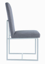 Annika 2 Grey Fabric/Chrome Finish Metal Side Chairs