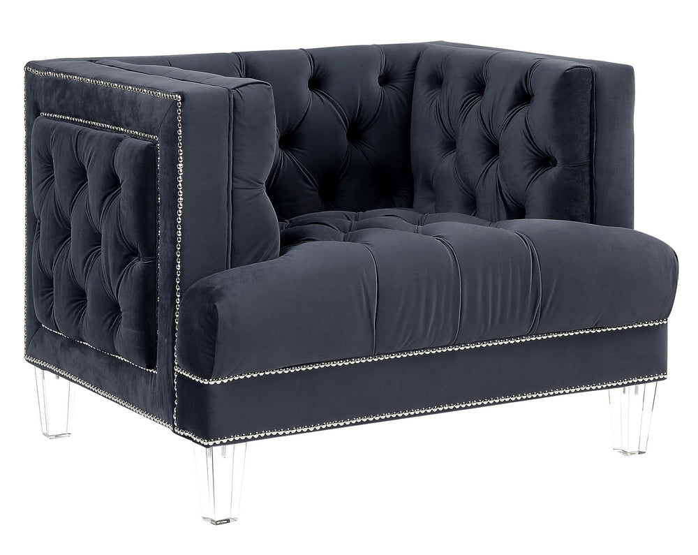 Ansario Charcoal Velvet Tufted Chair