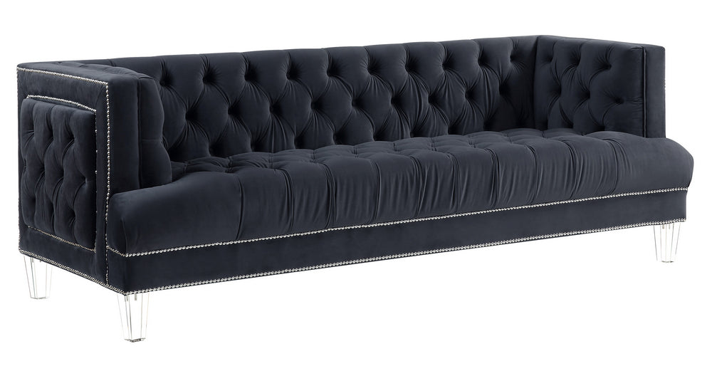 Ansario Charcoal Velvet Tufted Sofa