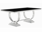 Antoine 5-Pc Black Glass/Metal Dining Table Set (Oversized)