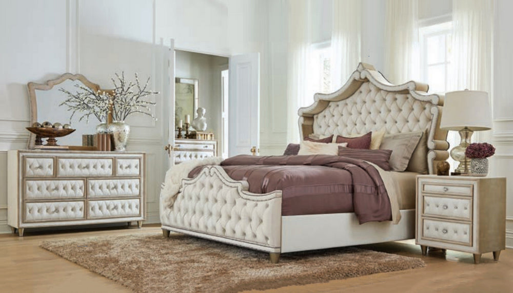 Antonella 5-Pc Ivory/Camel King Bedroom Set (Oversized)