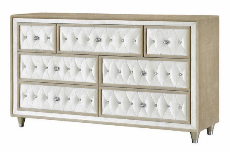 Antonella Ivory/Camel Velvet 7-Dresser Dresser