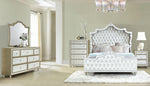 Antonella Ivory/Camel Velvet Cal King Bed (Oversized)