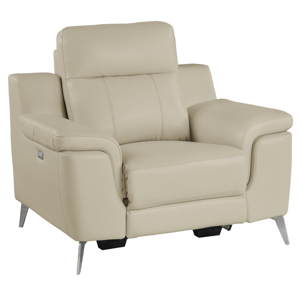 Antonio Beige Top Grain Leather Power Recliner