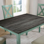 Anya 5Pc Distressed Teal/Gray Dining Table Set