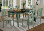 Anya 7Pc Distressed Teal/Gray Dining Table Set