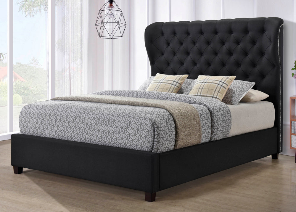 Aphra Dark Gray Linen Fabric Cal King Platform Bed