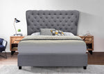 Aphra Light Gray Linen Fabric Cal King Platform Bed