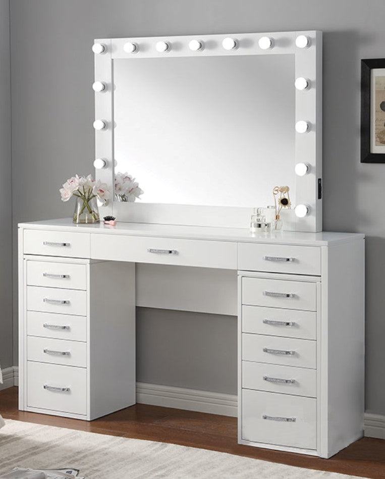 Aphrodite White Wood Vanity Table with Mirror