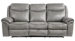 Aram Gray Breathable Faux Leather Manual Recliner Sofa