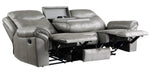 Aram Gray Breathable Faux Leather Manual Recliner Sofa