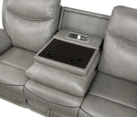 Aram Gray Breathable Faux Leather Manual Recliner Sofa