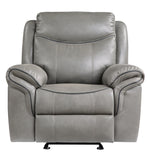 Aram Gray Faux Leather Manual Glider Recliner