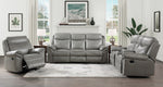 Aram Gray Faux Leather Manual Glider Recliner