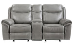 Aram Gray Faux Leather Manual Recliner Loveseat