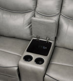 Aram Gray Faux Leather Manual Recliner Loveseat