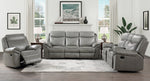 Aram Gray Faux Leather Manual Recliner Loveseat