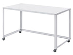 Arcano White Metal Writing Desk with Casters