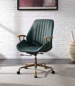 Argrio Dark Green Top Grain Leather Office Chair