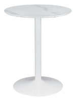 Arkell White Faux Marble/Metal Round Counter Height Table