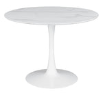 Arkell White Faux Marble/Metal Round Dining Table