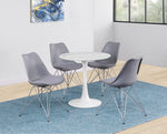 Arkell White Faux Marble/Metal Round Dining Table