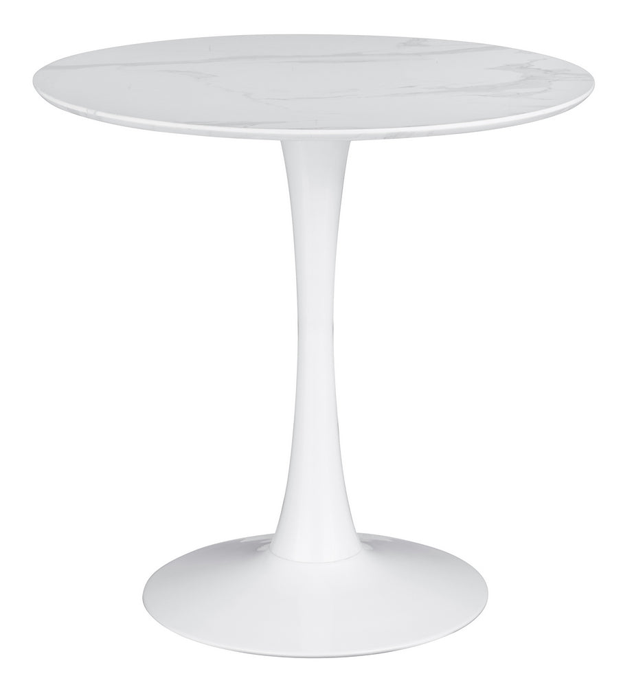 Arkell White Faux Marble/Metal Round Dining Table