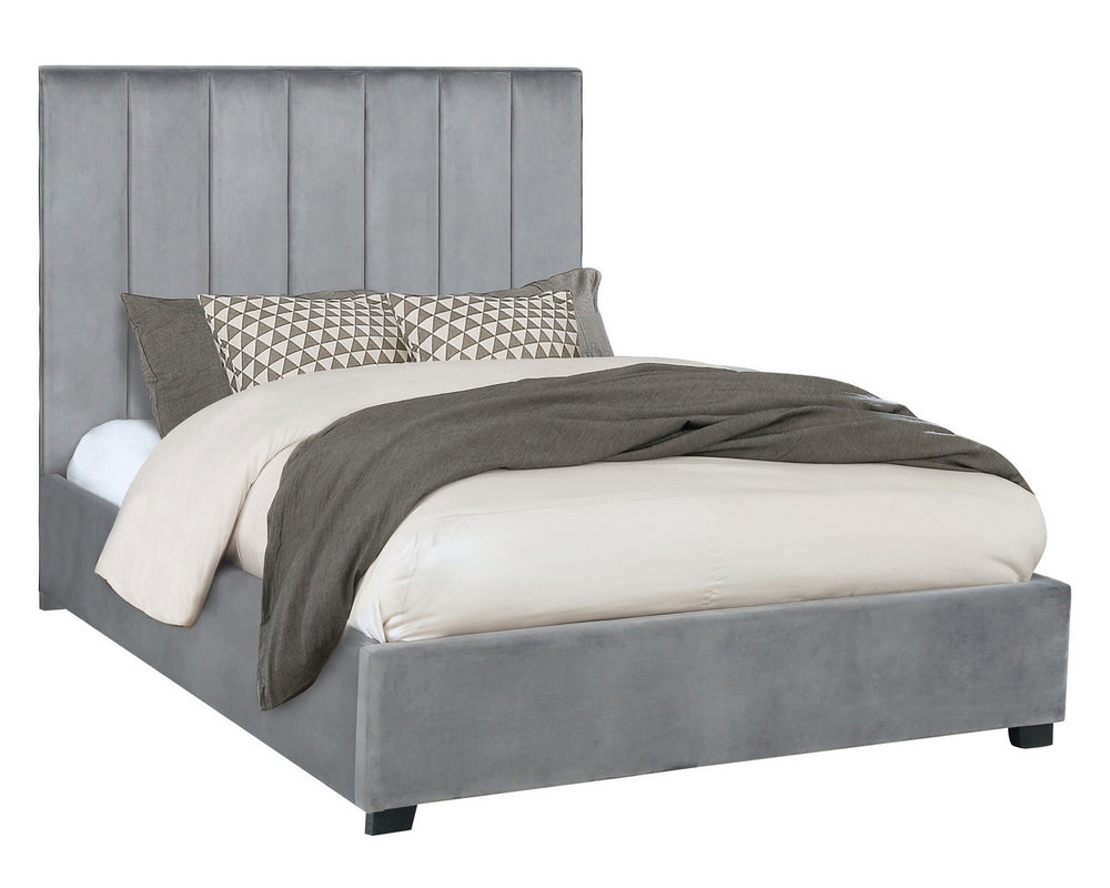 Arles Contemporary Grey Velvet King Bed