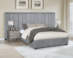 Arles Contemporary Grey Velvet King Bed with Panels