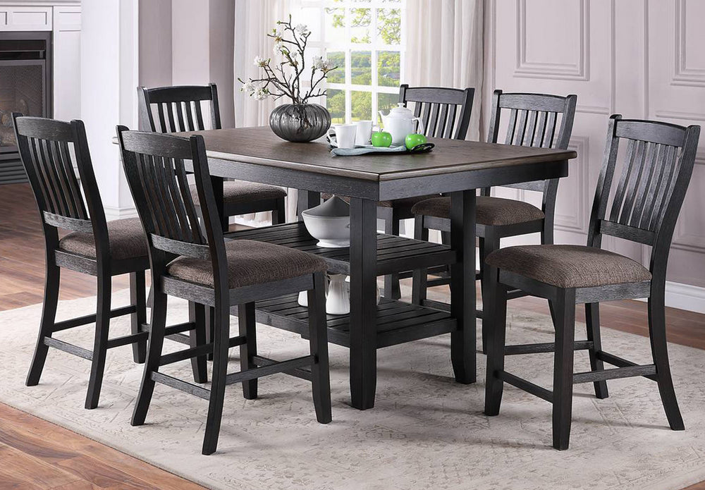 Artemis 7-Pc Dark Coffee Wood/Fabric Counter Ht. Table Set