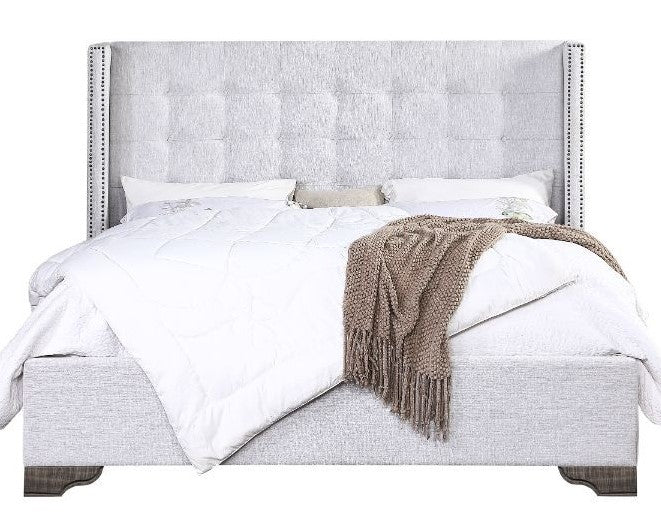 Artesia Tan Fabric Upholstered Tufted Queen Bed