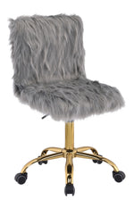 Arundell Gray Faux Fur/Gold Finish Office Chair