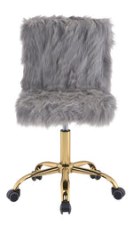 Arundell Gray Faux Fur/Gold Finish Office Chair