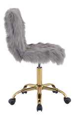 Arundell Gray Faux Fur/Gold Finish Office Chair