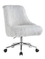 Arundell White Faux Fur/Chrome Office Chair