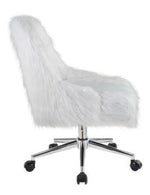 Arundell White Faux Fur/Chrome Office Chair