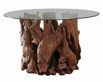 Asbury Clear Glass/Natural Teak Wood Dining Table